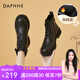 達芙妮（DAPHNE）小短靴女馬丁靴英倫風厚底秋冬季2023新款秋季單靴百搭復古六孔 黑色【加絨】 36 標準碼