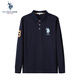 U.S. POLO ASSN.polo衫男翻領(lǐng)秋季商務(wù)休閑長(cháng)袖t恤男士美式寬松上衣 藏藍色 XL