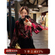 三吉黑花【繁星】絲絨新中式上衣襯衫女秋冬內搭國風(fēng)打底衫長(cháng)袖潮 酒紅  酒紅  L