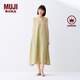 無(wú)印良品（MUJI）女式 棉 漢麻 無(wú)袖連衣裙女裝裙子夏季 連身裙長(zhǎng)裙 BCD91C5S 黃色 S （155/80A）