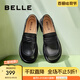 百麗（Belle）兩穿樂(lè)福鞋女商場(chǎng)同款圓頭英倫風(fēng)單鞋B2J1DAA4 黑色 38 (240mm)