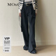 MO&Co.解構(gòu)高腰立體壓褶寬松長直筒通勤西褲闊腿褲休閑褲摩安珂moco 黑色-第1批 S 160