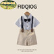 FIDQIOG品牌男童夏季西裝套裝寶寶周歲禮服花童主持英倫風(fēng) K2：藍(lán)色【短袖+短褲+背帶+領(lǐng)結(jié) 130 cm