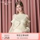 糖力【商場(chǎng)同款】秋季新款杏色長(zhǎng)袖設(shè)計(jì)感假兩件針織衫上衣女 杏色 常規(guī) S