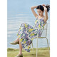 茵曼女裝吊帶碎花印花連衣裙春夏季海邊度假風(fēng)長(cháng)裙子 香芋紫 S