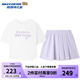 Skechers斯凱奇透氣女童夏季寬松t恤短袖短裙兒童運(yùn)動(dòng)套裝L225G038 蘭花紫色/01X5 150