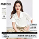 尚都比拉設(shè)計感燕子翻領(lǐng)襯衫女夏季優(yōu)雅古典風(fēng)琴褶襯衣通勤修身白色上衣