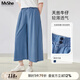 MsShe【天絲涼涼牛仔裙褲】大碼女裝2025夏季胖mm顯瘦九分闊腿褲 牛仔淺藍(lán)色現(xiàn)貨 偏大半個碼 2XL
