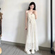 妙奕嘉吊帶連衣裙裙子女夏季2025新款小個(gè)子顯瘦長(zhǎng)裙法式白色純欲海邊 鉤花蕾絲V領(lǐng)吊帶裙【白色】 M 【建議90-105斤】