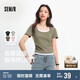 森馬（Semir）短袖t恤女短款假兩件百搭上衣25夏裝顯瘦U領(lǐng)套頭衫109325100015
