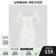 UR【鐘楚曦同款】2025夏季新款女波嬉風蕾絲花邊連衣裙UYL750048 本白 M
