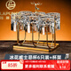 拉普尼司 LAPUNES德國品牌水晶玻璃威士忌杯專用酒吧雕花洋酒杯套裝高級(jí)感白蘭地杯 冰花6只裝+杯架
