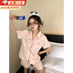 鉑吶苓睡衣 夏季薄款短袖褲兩件套女甜美卡通可愛(ài)可外穿大碼寬松家居服 睡衣短套裝【粉色小貓】L