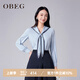 OBEG歐碧倩學(xué)院新復(fù)古回潮海軍領(lǐng)襯衫春設(shè)計(jì)感減齡上衣50481542 星光藍(lán) M /165/38