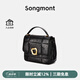 Songmont山下有松中號巧克力包新款頭層牛皮單肩鏈條小方包 黑色 現(xiàn)貨