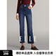 ELLE深藍色復(fù)古高腰直筒牛仔褲女2024冬裝新款設(shè)計感小眾小腳褲子 牛仔藍 L