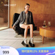 NINE WEST/玖熙雪地靴加絨厚底增高短靴女 NG450101EH 黑/銀(絨里)37