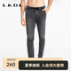LKDL下半身【緊身款】松緊腰系帶直筒休閑牛仔褲 灰色 常規(guī) 中灰色 31 (31)