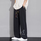 格斯嵐帝2025新款休閑褲男士夏季冰絲青少年刺繡直筒褲子黑色運動(dòng)寬松長(cháng)褲 黑色 XL （推薦150-170斤）