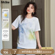 MsShe【珠地棉暈染印花短袖T恤】大碼女裝2025夏裝胖mm巨顯瘦上衣 A款-純白色現(xiàn)貨 2XL