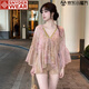 SNYDER WEAR2025年夏季新款女T恤氛圍感韓系千金清冷仙氣顯瘦時(shí)尚女上衣短袖 粉色  S 建議80-100斤