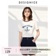 迪賽尼斯（DESIGNICE）2024年夏季新款美式復(fù)古風(fēng)百搭簡約印花圓領(lǐng)短袖T恤女 白色 L