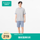 全棉時代25夏新品男女士睡衣情侶家居服套裝抗菌針織舒彈透氣 浮云灰（短袖短褲） L (女款165/男款175）