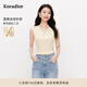 珂萊蒂爾2025年夏季新款簡約純色V領(lǐng)背心女修身顯瘦內(nèi)搭透視上衣 淡橙黃 M