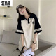 森馬（Semir）胖mm大碼寬松顯瘦撞色polo衫女短袖t恤夏季時尚半袖體恤上衣200斤 白色 L