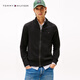 TOMMY HILFIGER【休閑立領(lǐng)】秋冬男裝混紡夾克開(kāi)衫/商務(wù)針織外套 【柔軟】黑色BDS M  （推薦：135-150斤）