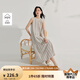 茵曼（INMAN）文藝無袖條紋背心裙2025夏季女裝新品休閑設(shè)計(jì)感蛋糕連衣裙 橙白條紋 M