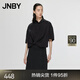 JNBY/江南布衣春夏連衣裙針織拼接寬松襯衫領通勤休閑裙子5N5G14010 001/本黑 L