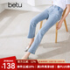 百圖betu女裝夏季新款牛仔褲淺色系百搭高腰九分牛仔褲女2404T80 淺蘭 M