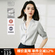 晚白高級感緞面中袖襯衫女2025年早秋新款通勤氣質(zhì)V領(lǐng)簡約小衫上衣 灰色 M