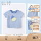 戴維貝拉（DAVE＆BELLA）男童短袖t恤兒童上衣薄款寶寶衣服男孩打底衫夏裝小童服裝 藍(lán)白條紋 110 cm（建議身高100-110cm）