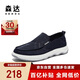 森達(dá)七夕禮物帆布鞋男夏季透氣不悶?zāi)_一腳蹬套腳懶人休閑鞋 藍(lán)色 39