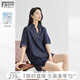 對(duì)白【100棉】復(fù)古摩登牛仔套裝女2025夏新款上衣短褲休閑兩件套 牛仔藍(lán) L