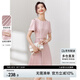 尚都比拉設(shè)計感拼接連衣裙夏季高級感氣質(zhì)百褶裙小個子中長裙子 粉陶色 XL