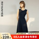 顏域氣質(zhì)黑色連衣裙女裝2024新款秋季收腰顯瘦簡約背心裙內(nèi)搭裙子 黑色1 XL