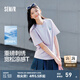 森馬（Semir）迪士尼短袖t恤女中長款寬松圓領(lǐng)上衣25夏新款涼感重磅刺繡打底衫 粉紫70028 L