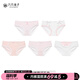 六只兔子5條裝內(nèi)褲女親膚棉質(zhì)透氣底襠可愛格子中腰少女三角褲 粉黛星河五色 5條 M (80-100斤）