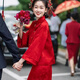 斯睿霖滿庭芳敬酒服紅色旗袍新娘中式婚服裝結(jié)婚禮服裙女外拍出閣宴春秋 紅色裝  不含配飾 L