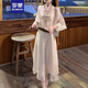 羅蒙（ROMON）新中式國風套裝裙女夏季時尚胖mm開衫吊帶連衣裙氣質漢服裙子 兩件套裝 L (建議120-140斤)