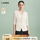 LANDI[馥郁米白]LANDI高級感提花醋酸西裝外套女七分袖上衣夏新品 米色 L