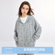 樂町美式復(fù)古小碎花衛(wèi)衣外套秋季新款連帽設(shè)計寬松休閑開衫 灰色(現(xiàn)貨) XS