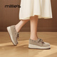 妙麗（Millies）品牌輕奢松糕厚底樂福鞋復(fù)古真皮女鞋2025夏季新款百搭休閑單鞋 米色 36 (230mm)  標(biāo)準(zhǔn)碼