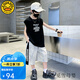 G.DUCKKIDS男童套裝夏季2025新款中大兒童背心運(yùn)動(dòng)服韓版男孩痞帥氣時(shí)髦衣服 黑色 120 （建議身高110cm  6-7歲）cm
