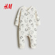 H&M【秋冬上新】童裝女嬰兒童家居服25秋新款印花連體睡衣1238371 奶油色/動物 80cm 80/48