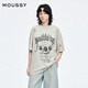 moussy 2025夏季休閑慵懶風(fēng)字母花卉寬松短袖T恤028IAA90-0541 161淺灰色 均碼