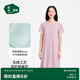 松山棉店二合一小薄荷女士帶杯睡裙夏純棉短袖圓領(lǐng)套頭寬松家居服粉色L